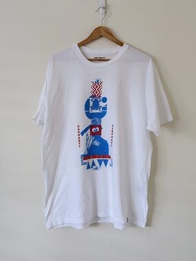 Carhartt WIP White T-Shirt with Blue and Red Graphic